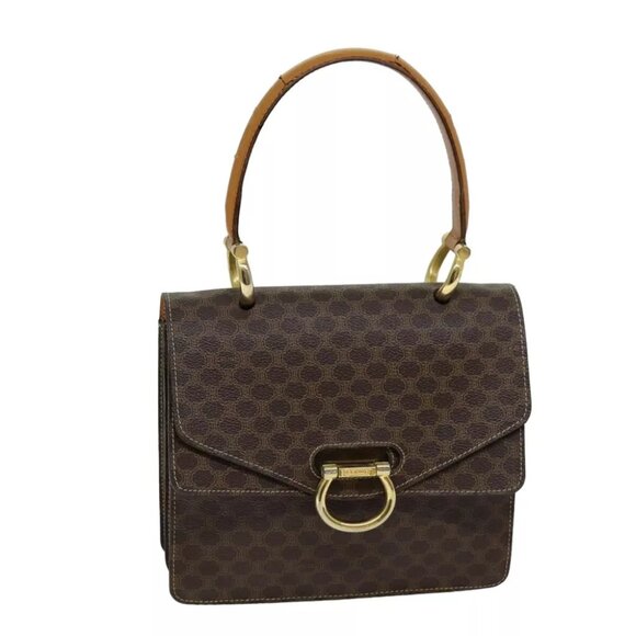 CELINE Macadam Canvas Hand Bag PVC Brown - Picture 1 of 15